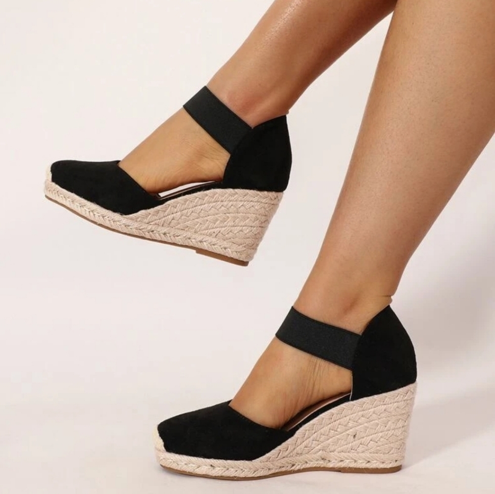 Espadrille Ankle Wrap Wedge Shoes